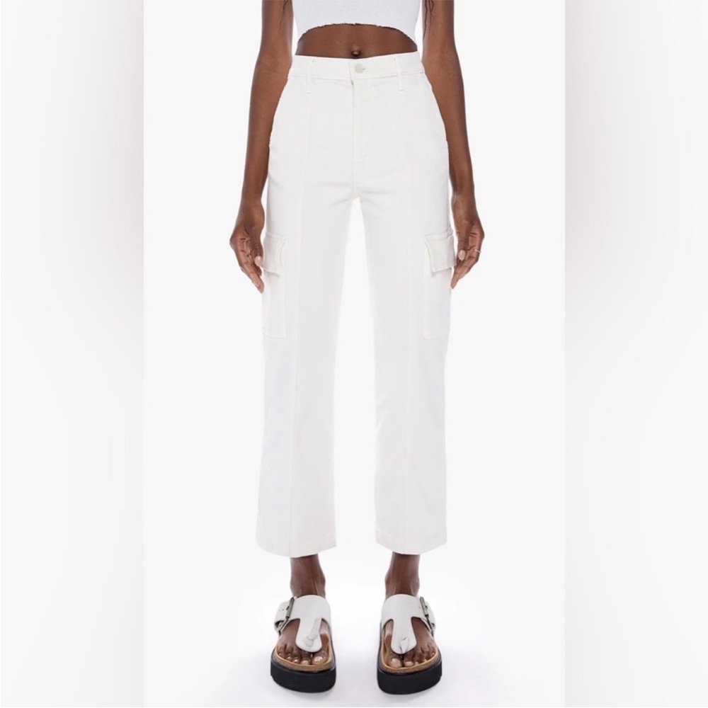ANTHROPOLOGIE x MOTHER Denim The Rambler Cargo Ankle Jeans in CREAM PUFFS SZ: 25